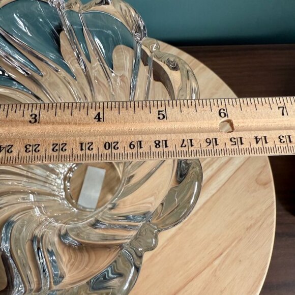 Vtg 90s Mikasa Vase Peppermint Clear Swirlw Tags Germany 8" Scalloped Heavy - Picture 6 of 9